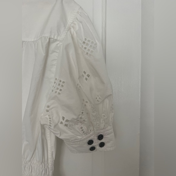 GANNI White Broderie Anglaise Organic Cotton Eyelet Dress US 6/38 - Picture 10 of 14